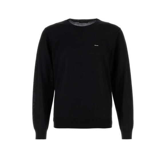 PRADA Men's Fine Knit Crewneck Sweater Men BLACK Sweaters & Cardigans